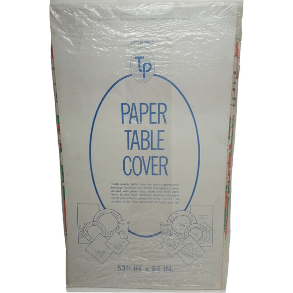 Vintage Santa Mrs Claus Paper Tablecloth Christmas 54"x88" Retro Holiday Kitsch - Picture 5 of 9